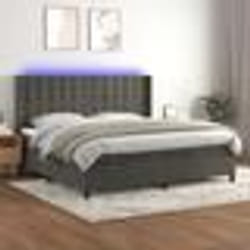 vidaXL Sommier à lattes de lit matelas et LED Gris foncé 200x200 cm - 200 x 200 cm