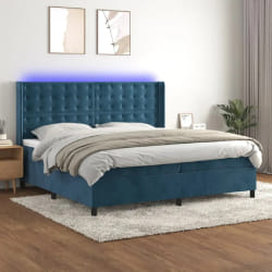 VIDAXL Sommier tapissier avec LED - Bleu foncé