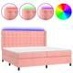 vidaXL Sommier à lattes de lit matelas et LED Rose 200x200 cm Velours - 200 x 200 cm