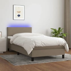 VIDAXL lit avec sommier à lattes et matelas LED - Taupe 80x200 cm