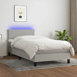 VIDAXL vidaXL Sommier à lattes et LED Gris clair 90x190 cm