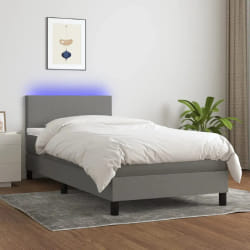 vidaXL Sommier à lattes LED - 90x190 cm - Gris foncé