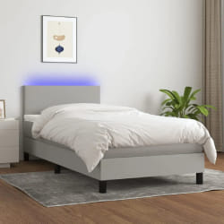 VIDAXL Sommier à Lattes et LED Gris Clair 100x200 cm