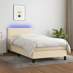 vidaXL Sommier à lattes de lit avec matelas LED 100x200 - Crème