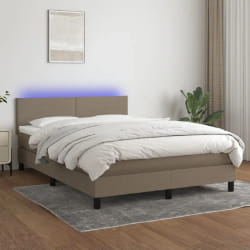 vidaXL Sommier à lattes et matelas LED taupe 140x190