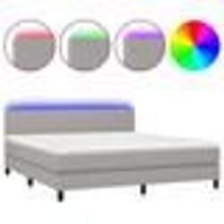 vidaXL Sommier à lattes de lit matelas LED Gris clair 160x200 cm Tissu - 160 x 200 cm