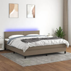 vidaXL Sommier à lattes avec Matelas et LED - Taupe