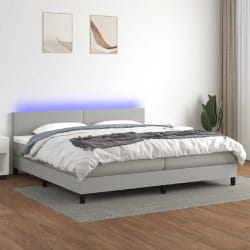 vidaXL Sommier matelas LED - Gris clair 200x200 cm