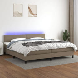 vidaXL Sommier avec LED 200x200 cm - Tissu Taupe