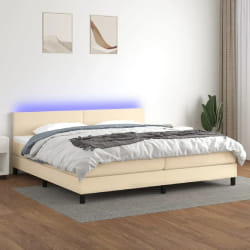 vidaXL Sommier à lattes avec matelas et LED - Crème