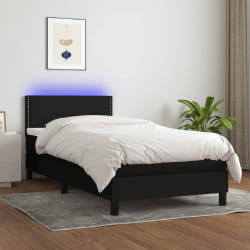 VIDAXL Sommier à lattes avec matelas et LED - Noir 90x200cm