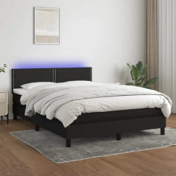 vidaXL Sommier à lattes de lit avec LED 140x190 - Noir