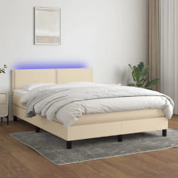 VIDAXL Sommier et LED Crème 140x200 cm