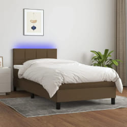 vidaXL Sommier à lattes de lit avec matelas et LED 80x200 cm - Marron foncé