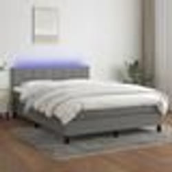 vidaXL Sommier à lattes de lit et matelas et LED Gris foncé 140x190 cm - 140 x 190 cm