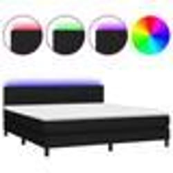vidaXL Sommier à lattes de lit avec matelas LED Noir 180x200 cm Tissu - 180 x 200 cm