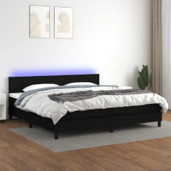 vidaXL Sommier à lattes et LED Noir 200x200 cm
