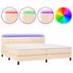 vidaXL Sommier à lattes de lit et matelas et LED Crème 200x200cm Tissu - 200 x 200 cm