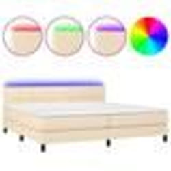 vidaXL Sommier à lattes de lit et matelas et LED Crème 200x200cm Tissu - 200 x 200 cm