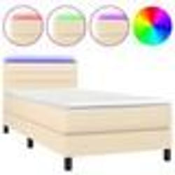 vidaXL Sommier à lattes de lit avec matelas LED Crème 80x200 cm Tissu - 80 x 200 cm