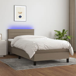 Vidaxl - Sommier À Lattes De Lit Avec Matelas Led Taupe 100x200 Cm Tissu
