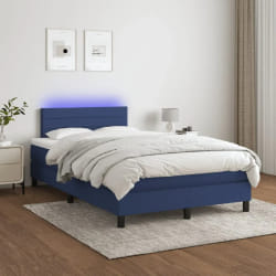vidaXL Sommier à lattes avec matelas LED - Bleu 120x200 cm