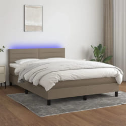 vidaXL Sommier avec Matelas LED Taupe 140x190 cm