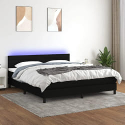 vidaXL Sommier à lattes de lit et matelas et LED - Noir 160x200 cm