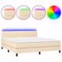vidaXL Sommier à lattes de lit avec matelas LED Crème 160x200 cm Tissu - 160 x 200 cm