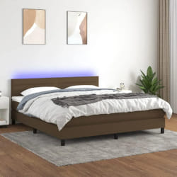 VIDAXL Sommier avec Matelas et LED Marron foncé