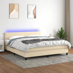 vidaXL Sommier à lattes avec matelas LED 180x200 cm - Tissu crème