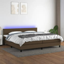 vidaXL Sommier à lattes avec matelas et LED - Marron foncé - 200x200 cm