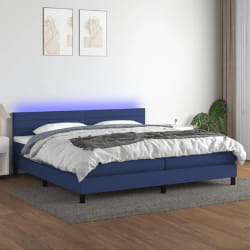 vidaXL Sommier à lattes et matelas et LED - Bleu, 200x200 cm
