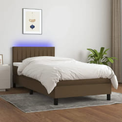 VIDAXL Sommier lit avec LED et matelas - Marron foncé 80x200