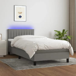 VIDA XL Sommier LED Gris foncé - 90x190 cm