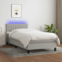 Vidaxl Sommier à lattes avec Matelas et LED - Gris clair 90x200 cm