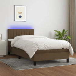 VidaXL Sommier à lattes avec matelas LED 90x200 cm - Marron foncé