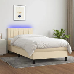vidaXL Sommier LED Crème 90x200 cm