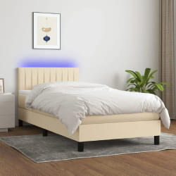 VIDAXL Sommier à lattes avec matelas LED - Crème - 100x200 cm