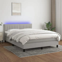 VIDAXL Sommier à lattes de lit avec LED - Gris clair