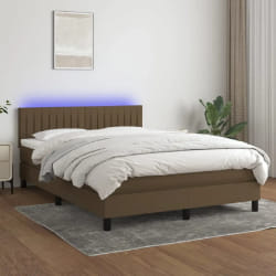 vidaXL Sommier et matelas LED 140x190 cm - Marron Foncé