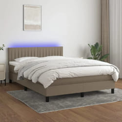 VIDAXL Sommier avec matelas LED 140x190 - Taupe