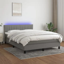 vidaXL Sommier à lattes avec matelas et LED - Gris foncé 140x200 cm