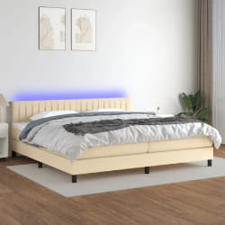 vidaXL Sommier avec matelas et LED 200x200 cm - Crème
