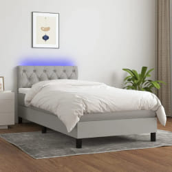 vidaXL Sommier à lattes de lit et LED - Gris clair 80x200 cm