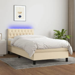 vidaXL Sommier à lattes LED Crème 90x200 cm