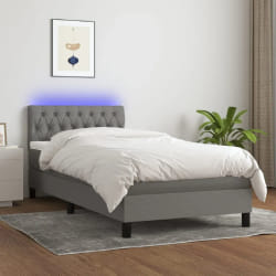 vidaXL Sommier LED Gris foncé 100x200 cm