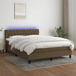 Vidaxl Sommier à lattes avec Matelas et LED - Marron foncé 140x190 cm