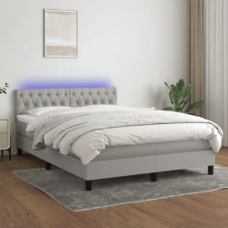 VIDAXL Sommier avec LED 140x200 cm - Gris Clair
