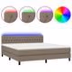 vidaXL Sommier à lattes de lit avec matelas LED Taupe 160x200 cm Tissu - 160 x 200 cm